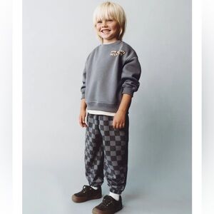 ZARA CHECKERED JOGGING SWEATSHIRT AND PANTS SET